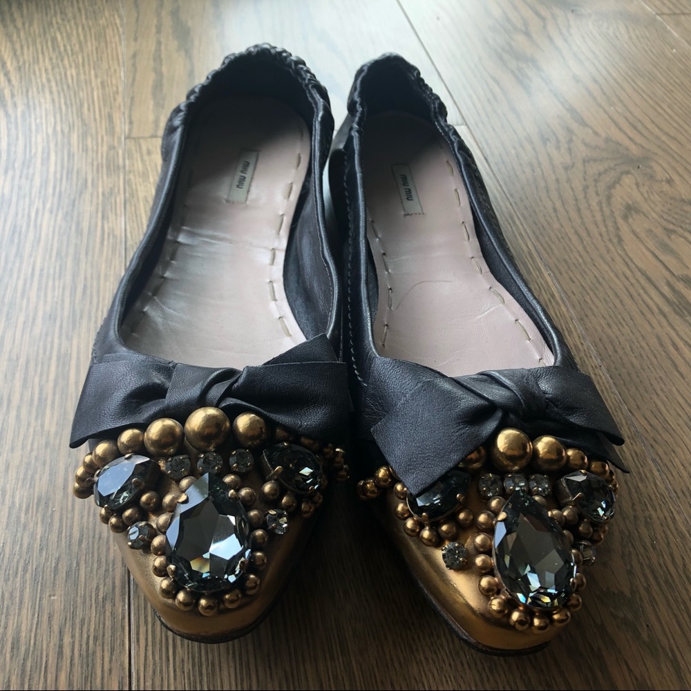 Authentic Miu Miu Flats w Stunning embellishment